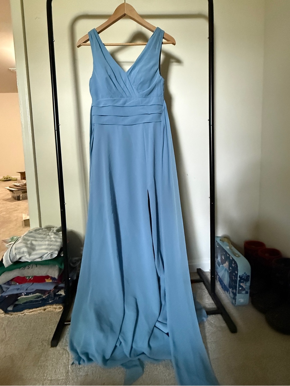 Azazie Light Blue V-Neck Women’s Bridesmaid Dress